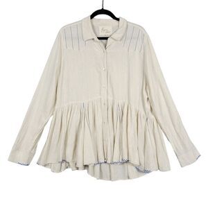 LAYERZ Cream Cottagecore Boho Cowgirl Country Feminine Button Up Top SIZE XXL